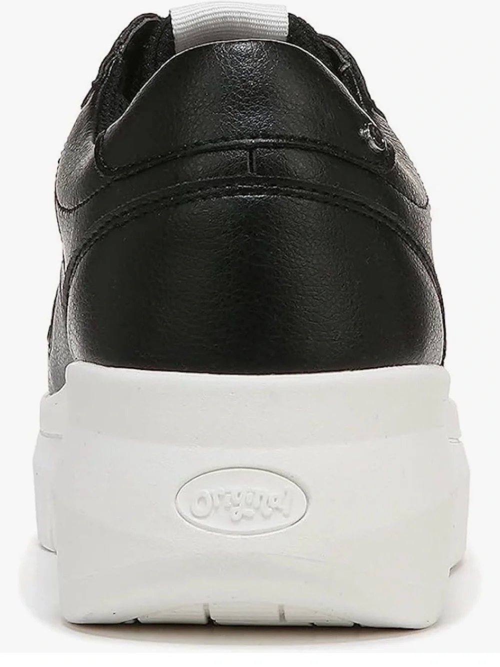 Dr. Scholl's Black Faux Leather Low-Top Sneakers with 2-inch White Platform